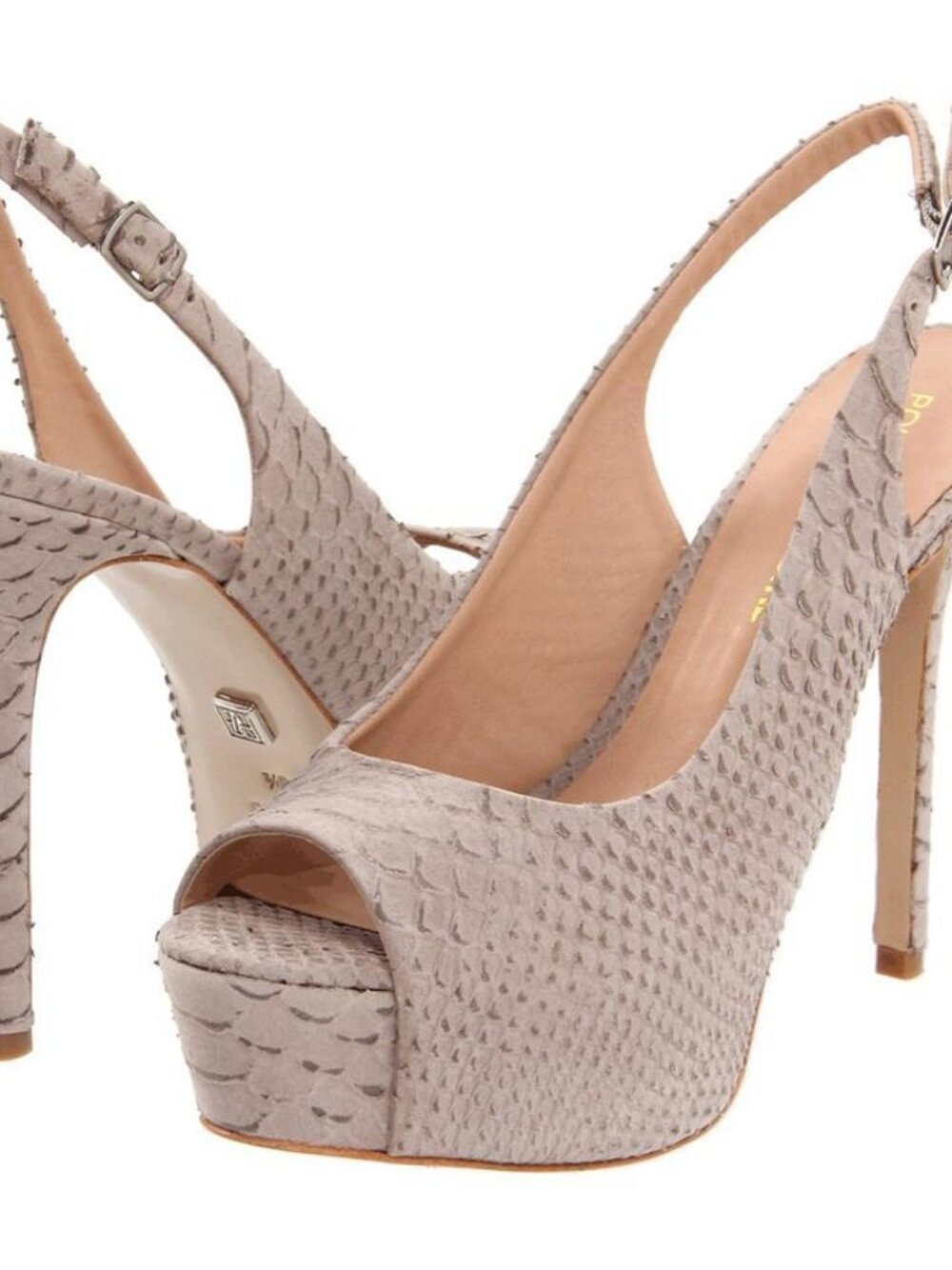 Pour La Victoire Vanesa Taupe Rust Snake Embossed Heels